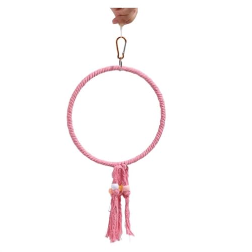 BMOZRM Wellensittich Spielzeug for Papageien-Vogelspielzeug, Schaukelringleiter, Kletterleiter, Nymphensittich Spielzeug Knabberei, Klettern, Vogelkäfig-Zubehör(Color:Circle-Pink,Size:S) von BMOZRM