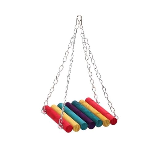 BMOZRM Wellensittich Spielzeug for Papageien-Vogelspielzeug, Schaukelringleiter, Kletterleiter, Nymphensittich Spielzeug Knabberei, Klettern, Vogelkäfig-Zubehör(Color:Colorful Suspension Bridge,Size:L von BMOZRM