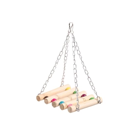 BMOZRM Wellensittich Spielzeug for Papageien-Vogelspielzeug, Schaukelringleiter, Kletterleiter, Nymphensittich Spielzeug Knabberei, Klettern, Vogelkäfig-Zubehör(Color:Log Suspension Bridge,Size:L) von BMOZRM
