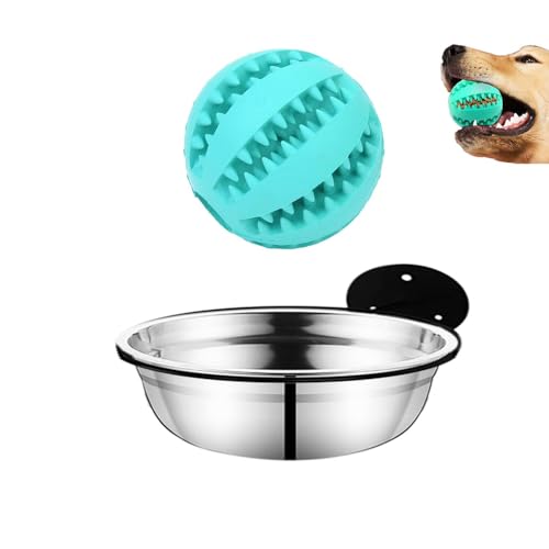 Nicht Faltbare, wandmontierte Hundenäpfe – perfekt für mittelgroße Hunde EIN komfortableres Fresserlebnis (1 Packung (schwarz)) – Kauball für langsames Fressen im Lieferumfang enthalten von BMTick