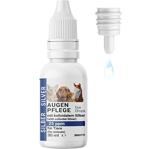 BMUT 1x 30ml Augentropfen für Hunde & Katzen mit kolloidalem Silber – 25 ppm – Augenpflege – Juckreiz, Reizung, Tränenflecken von BMUT