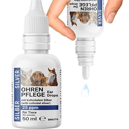 BMUT 1x 50ml Ohrentropfen für Hunde & Katzen mit kolloidalem Silber – 25 ppm – Ohrenpflege, Juckreiz, Rötung von BMUT