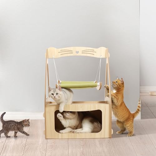BNCKTRD Bodenstehende Katzenschaukel zum Aufhängen, Katzenhängemattenbett, erhöhtes Katzenbett, niedliches selbstspielendes Katzenspielzeug für IIndoor-Katzen, interaktiv, Katzenmöbel, Katzenmöbel, BNCKTRD Bodenstehende Katzenschaukel zum Aufhängen, Katzenhängemattenbett, erhöhtes Katzenbett, niedliches selbstspielendes Katzenspielzeug für IIndoor-Katzen, interaktiv, Katzenmöbel, Katzenmöbel, von BNCKTRD