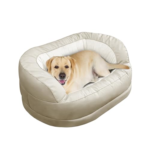 BNCKTRD Hoher Rand Hundebett Grosse Hunde, Beruhigendes Hundesofa 100x70cm Hundebetten Ovales Anti-Angst Haustierbett mit Stützender Schaumstoff und weiche Baumwolle hundebett Beige BNCKTRD Hoher Rand Hundebett Grosse Hunde, Beruhigendes Hundesofa 100x70cm Hundebetten Ovales Anti-Angst Haustierbett mit Stützender Schaumstoff und weiche Baumwolle hundebett Beige von BNCKTRD