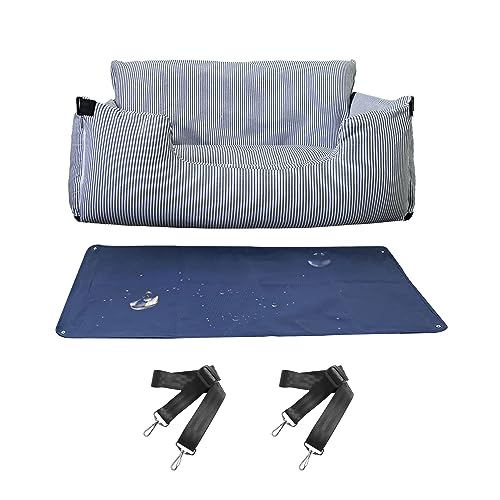 BNCKTRD Hunde-Autositz für große Hunde unter 45 kg, 2-in-1 Booster Rücksitz-Hundebett für Auto und Zuhause, Sicherheit, Reisetasche, mit abnehmbarem wasserdichtem Sitzschutz, Marineblaue Streifen BNCKTRD Hunde-Autositz für große Hunde unter 45 kg, 2-in-1 Booster Rücksitz-Hundebett für Auto und Zuhause, Sicherheit, Reisetasche, mit abnehmbarem wasserdichtem Sitzschutz, Marineblaue Streifen von BNCKTRD