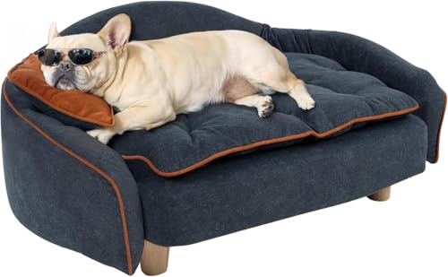 Erhabenes Hundesofa aus edlem Holz mit erhöhter Position, inklusive Schlafkissen und flexibler Hundematte - Ein stilvolles Haustiersofa in tiefem Blau für Katzen und kleine bis mittelgroße Hunde Erhabenes Hundesofa aus edlem Holz mit erhöhter Position, inklusive Schlafkissen und flexibler Hundematte - Ein stilvolles Haustiersofa in tiefem Blau für Katzen und kleine bis mittelgroße Hunde von BNCKTRD