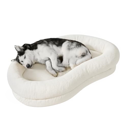 Rundes Waschbares Hundebett für Kleine und Mittelgroße Hunde,Die Erhöhten Kanten Stützen den Nacken, und der Weiche, Weiße Samt Kann Haustieren ein Gefühl der Beruhigung Vermitteln,110 cm x 62 cm Rundes Waschbares Hundebett für Kleine und Mittelgroße Hunde,Die Erhöhten Kanten Stützen den Nacken, und der Weiche, Weiße Samt Kann Haustieren ein Gefühl der Beruhigung Vermitteln,110 cm x 62 cm von BNCKTRD
