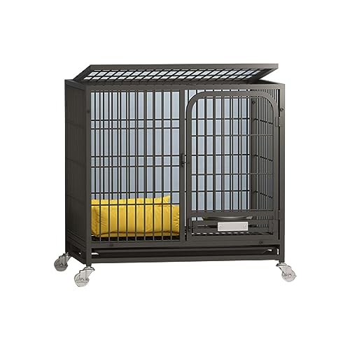 BNEI Herausnehmbare Hunde-/Haustierbox, eintürig mit Dachfenster, mit Tablett, in verschiedenen Größen erhältlich (96 * 65 * 86,Black) von BNEI