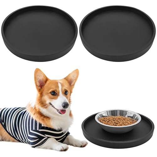 BNOSDM 2 x Futtermatte für Hunde und Katzen, Silikon, wasserdicht, rutschfest, für kleine und mittelgroße Katzen und Hunde (23,1 cm) von BNOSDM