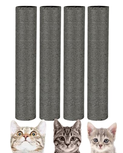 BNOSDM 4 Pcs M8 Cat Tree Scratching Post Replacement Parts for Indoor Cats Tower Rope Scratch Poles Refill Natural Sisal Pole Part for Refurbishment Hanf Kitty Furniture Accessories Spare 15 inch von BNOSDM