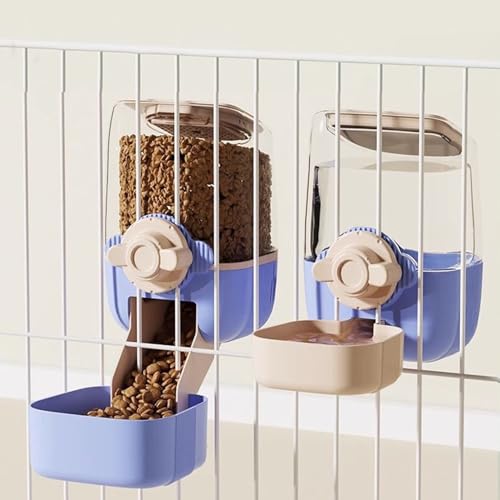 BNOSDM Automatischer Kaninchen-Futterspender mit Wasserspender-Set, Schwerkraft-Katzenfutterspender für Käfige, hängende Katze, automatische Futterstation für Meerschweinchen, 1050 ml, Rosa von BNOSDM