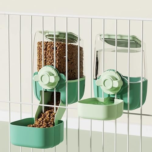 BNOSDM Automatischer Kaninchen-Futterspender zum Aufhängen, für Käfige, Schwerkraft-Katzenfutterspender, Hasenfutterspender, Wasserspender, Haustier-Futterstation für Meerschweinchen, Grün von BNOSDM