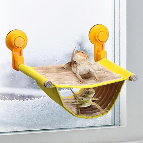 BNOSDM Bartdrache Fensterstange Reptilien-Hängematte mit starken Saugnäpfen, weich, warm, Eidechsen, Bett, doppellagig, Käfigzubehör für Chamäleon, Geckos, Schlangen von BNOSDM