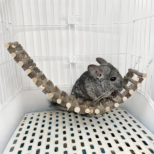 BNOSDM Chinchilla-Hängebrücke aus Naturholz, für Käfig, Hamster, Kletterspielzeug, Rennmäuse, Käfigzubehör für Ratten, Maus, Zwerghamster, Zuckergleiter, syrischer Hamster (50 cm) von BNOSDM