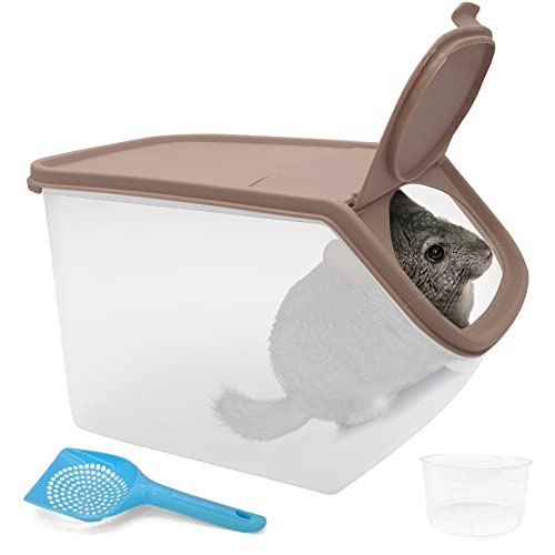 BNOSDM Chinchilla Sandbadbehälter, Chinchilla-Staubbadewanne, transparent, Hamster-WC, Duschraum, Kunststoff, Hamster-Badezimmer-Set mit Sandbecher und Schaufel für Rennmäuse, Igel, Eichhörnchen von BNOSDM
