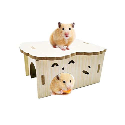 BNOSDM Hamster-Holzhaus für kleine Tiere, Versteck für kleine Haustiere, Waldhaus, Dekoration für Hamster, Mäuse, Rennmäuse, Maus von BNOSDM