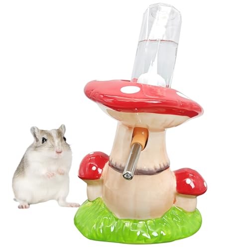 BNOSDM Hamster-Wasserflasche, tropffrei, Keramik, Hamster-Wasserflasche für Glastank, 80 ml Wasserspender mit Pilzständer, Halter für syrische Hamster, Zwerghamster, Mäuse, Rennmäuse (rot) von BNOSDM