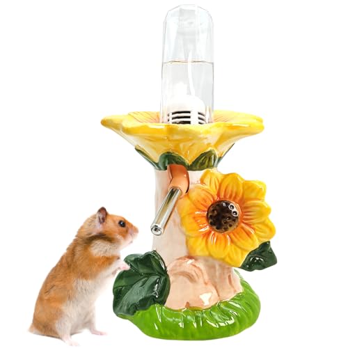 BNOSDM Hamster-Wasserflasche, tropffrei, Keramik, Hamster-Wasserflasche für Glastank, 80 ml Wasserspender mit gelbem Sonnenblumenständer, Halter für syrische Hamster, Zwerghamster, Mäuse, Rennmäuse BNOSDM Hamster-Wasserflasche, tropffrei, Keramik, Hamster-Wasserflasche für Glastank, 80 ml Wasserspender mit gelbem Sonnenblumenständer, Halter für syrische Hamster, Zwerghamster, Mäuse, Rennmäuse von BNOSDM