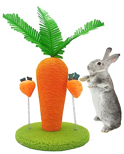 BNOSDM Kaninchen Kratzbaum Karotte Häschen Kratzspielzeug Niedliche Kleintiere Kratzbaum mit Interaktivem Frühling Spielzeug für Indoor Rabbit Bunny von BNOSDM