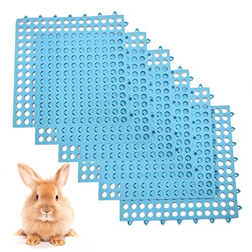 BNOSDM Kaninchenfüße Pad 6 Stück Kaninchenkäfigmatte Boden Kunststoff Bunny Ruhematte mit Loch für Meerschweinchen Chinchilla Frettchen Kleintiere (blau) von BNOSDM