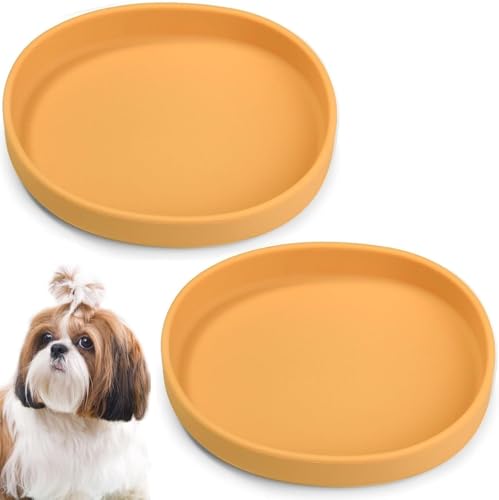 BNOSDM Katzennapf aus Silikon, rutschfest, für Trockenfutter und Nassfutter, flache Entlastung, Schnurrhaar, Müdigkeit, Haustiernäpfe, Teller-Set für Kätzchen, kleine Katzen und Hunde, 2 Stück von BNOSDM