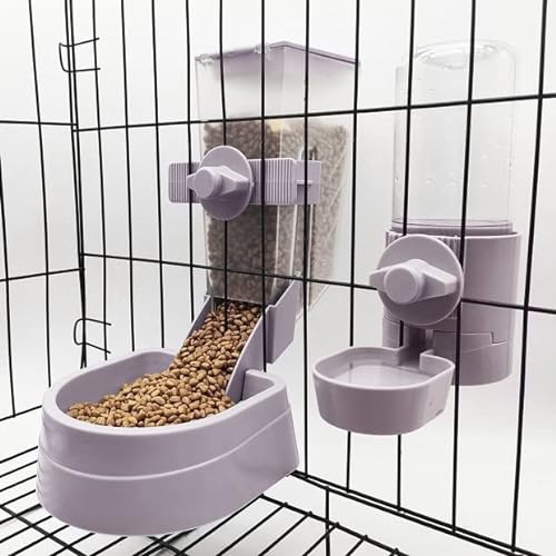 BNOSDM Rabbit Automatischer Futterspender und Wasserspender Bunny Gravity Futterstation Bewässerungsset Hängende Selbstdosierende Futterstation für Frettchen, Meerschweinchen, Chinchillas Kätzchen (Grau) von BNOSDM
