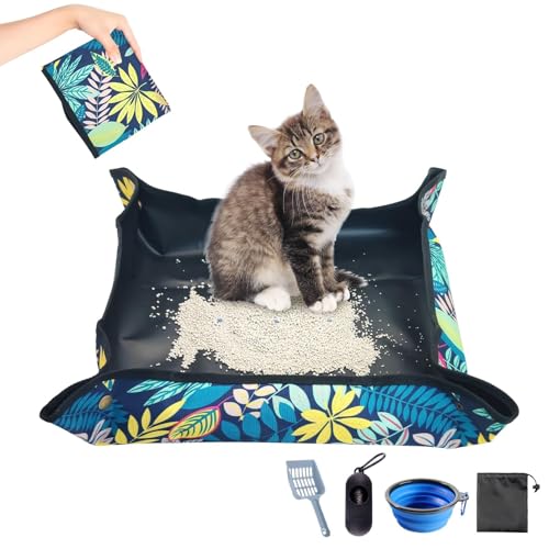 BNOSDM Reise-Klo für Katzen, tragbar, faltbar, mit Schaufel, wasserdicht, antihaftbeschichtet, für Auto, Hotels, Ausflüge, temporäre Aufenthalte von BNOSDM
