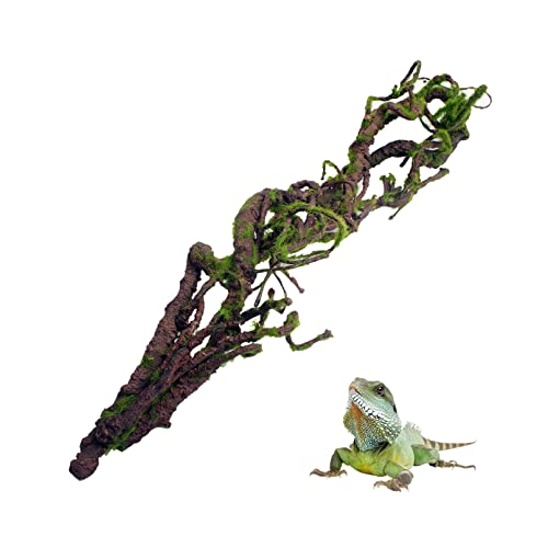 BNOSDM Reptilien-Bend-A-Branch Reben mit Moos, biegbar, Dschungel-Kletterrebe, Haustier-Lebensraum, Dekoration für Bartdrachen, Chamäleon, Geckos, Schlangen, Eidechsen, Frösche von BNOSDM