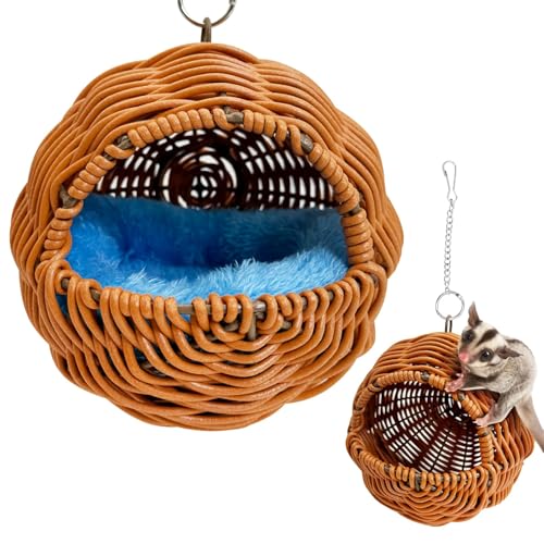BNOSDM Sugar Glider Nest, Haustier-Gleiter, Käfig, Schlaf, Nisten, Eichhörnchen, Spielversteck, Hängehängematte mit warmem Wattepad, Kleintierkäfig-Zubehör für Marmosets, Hamster (G-Typ-Löcher) von BNOSDM