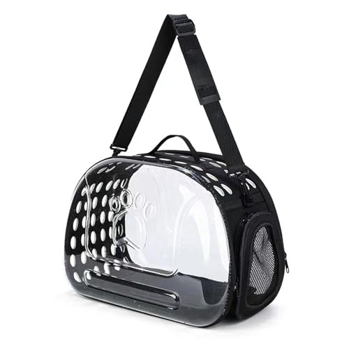 BNOSDM Transparente Tragetasche für Katzen, tragbar, zusammenklappbar, weich, für kleine Hunde, Reisen, Wandern, Spazierengehen und Outdoor-Nutzung (schwarz) von BNOSDM
