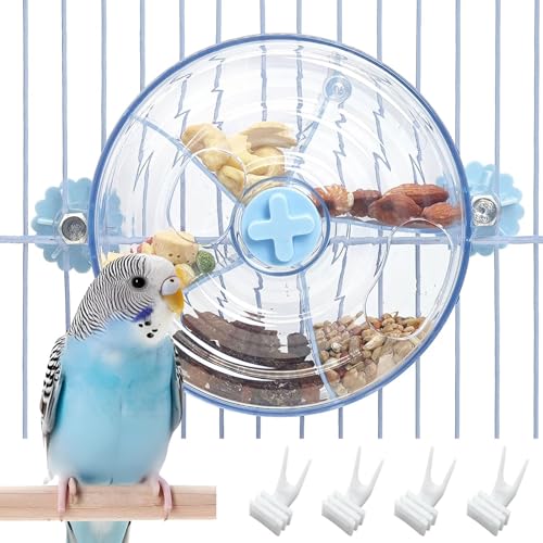 BNOSDM Vogelfutter-Spielzeug, kreative Futtersysteme mit Samenfutter, rotierendes Rad für Anreicherung und Training, Papageien-Puzzle-Spielzeug (blau) von BNOSDM