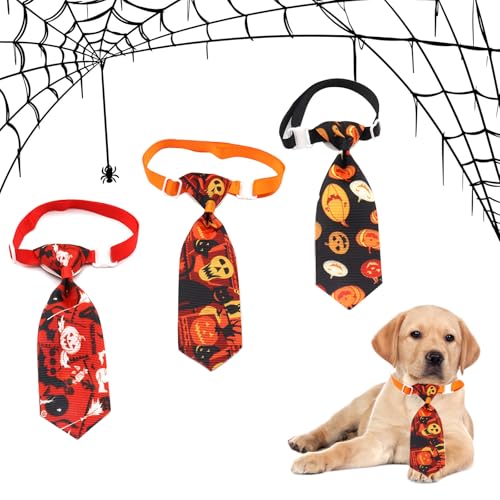 Halloween Haustier Krawatte,Einstellbare Katze Hund Krawatten, Halloween Hundehalsband, Haustier Kostüme für Halloween Dekoration, Kostüm für Halloween Partys Kostümzubehör, 3-Stück von BNOYONERAS