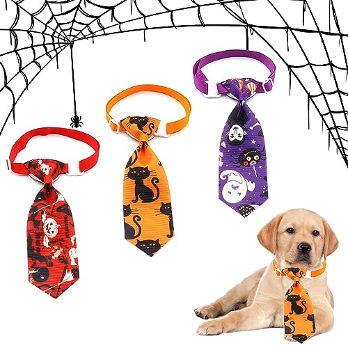 Halloween Haustier Krawatte,Einstellbare Katze Hund Krawatten, Halloween Hundehalsband, Haustier Kostüme für Halloween Dekoration, Kostüm für Halloween Partys Kostümzubehör, 3-Stück von BNOYONERAS