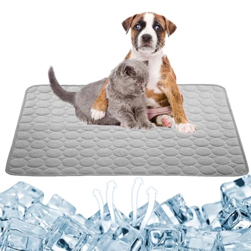 Kühlmatte für Hunde und Katzen Selbstkühlende Hundematte Waschbar Selbstkühlende Matte Sommer Kühlkissen für Hunde Haustier Kühlmatte Dog Cooling Mat für Drinnen Draußen und Auto 70x55 cm (Grau) von BNOYONERAS