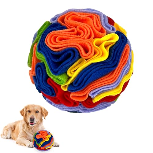 Schnüffelball für Hunde, Interaktives Hundespielzeug, Schnüffelspielzeug, Futtersuchmatte, Geruchstraining Stressabbau, Intelligenzspielzeug für Hunde Kleine Mittelgroße, 10cm (Zufällige Farbe) von BNOYONERAS