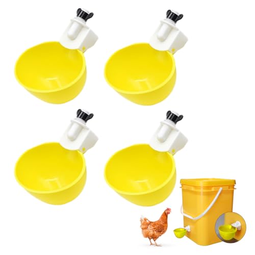 4 Stücke Automatischer Hühnertrinker, DIY Hühnerwasserbecher, Geflügeltränke, Hühnerwassernapf Packung, Automatische Geflügeltränke Set für Hühner Enten Gänse Truthähne Vogel Wachtel, Gelb 4 Stücke Automatischer Hühnertrinker, DIY Hühnerwasserbecher, Geflügeltränke, Hühnerwassernapf Packung, Automatische Geflügeltränke Set für Hühner Enten Gänse Truthähne Vogel Wachtel, Gelb von BNOYONERAS