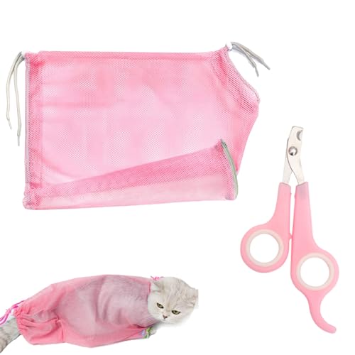 Verstellbare Katzenbadetasche, Katzen-Duschnetztasche, Haustier-Nagelknipser, Katzennagelknipser, Katzenpflegetasche zum Baden von Katzen, Set Katzenbadetasche und Haustier-Nagelschere, kleine Verstellbare Katzenbadetasche, Katzen-Duschnetztasche, Haustier-Nagelknipser, Katzennagelknipser, Katzenpflegetasche zum Baden von Katzen, Set Katzenbadetasche und Haustier-Nagelschere, kleine von BNOYONERAS