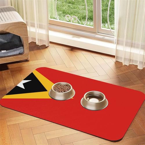 Demokratische Republik Timor-Leste Haustier-Futtermatte, wasserabsorbierend, Kunstleder, 40 x 60 cm, rutschfest, langlebig, für Katzen- und Hundenäpfe von BOAIHH