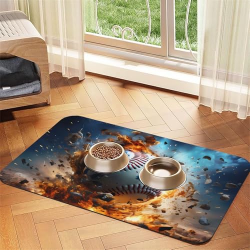 Hot Baseball Haustier-Futtermatte, wasserabsorbierend, Kunstleder, 40 x 60 cm, rutschfest, langlebig, Matte für Katzen- und Hundenäpfe Hot Baseball Haustier-Futtermatte, wasserabsorbierend, Kunstleder, 40 x 60 cm, rutschfest, langlebig, Matte für Katzen- und Hundenäpfe von BOAIHH