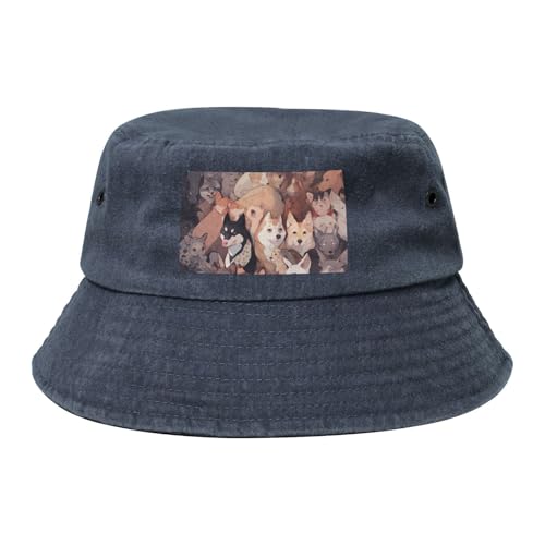 Hundebilder, Cowboy-Eimerhut, Marineblau, Retro und modisch, geeignet für alle Arten von Outdoor-Aktivitäten Hundebilder, Cowboy-Eimerhut, Marineblau, Retro und modisch, geeignet für alle Arten von Outdoor-Aktivitäten von BOAIHH