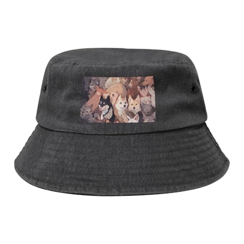 Hundebilder, Cowboy-Eimerhut, schwarz, Retro und modisch, geeignet für alle Arten von Outdoor-Aktivitäten Hundebilder, Cowboy-Eimerhut, schwarz, Retro und modisch, geeignet für alle Arten von Outdoor-Aktivitäten von BOAIHH