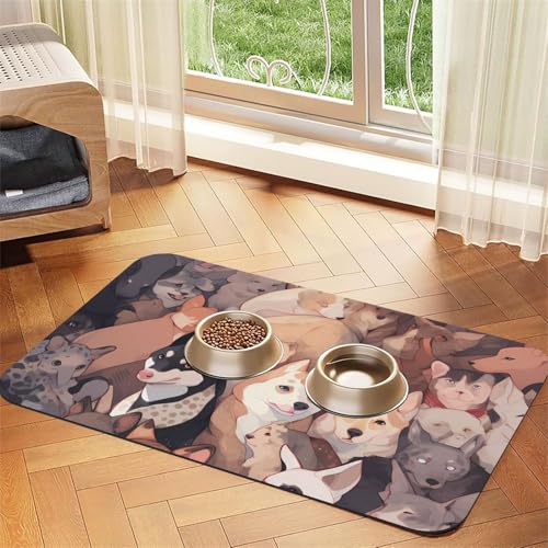 Hundebilder, wasserabsorbierend, Kunstleder, 40 x 60 cm, rutschfest, langlebig, Matte für Katzen- und Hundenäpfe Hundebilder, wasserabsorbierend, Kunstleder, 40 x 60 cm, rutschfest, langlebig, Matte für Katzen- und Hundenäpfe von BOAIHH