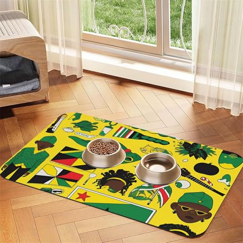 Jamaican Elements Haustier-Futtermatte, wasserabsorbierend, Kunstleder, 40 x 60 cm, rutschfest, langlebig, für Katzen- und Hundenäpfe Jamaican Elements Haustier-Futtermatte, wasserabsorbierend, Kunstleder, 40 x 60 cm, rutschfest, langlebig, für Katzen- und Hundenäpfe von BOAIHH