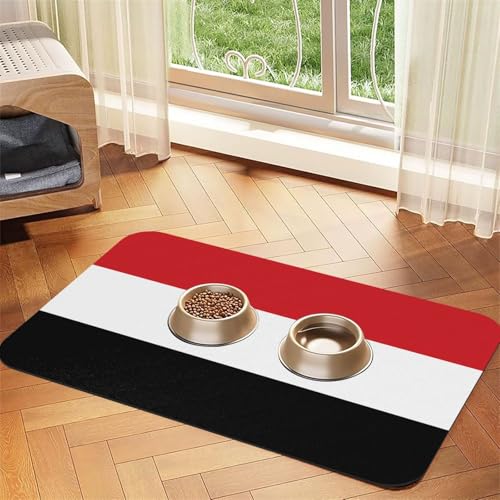 Jemenitische Flagge, wasserabsorbierende Kunstleder-Futtermatte, 30 x 45 cm, rutschfest, langlebig, Matte für Katzen- und Hundenäpfe von BOAIHH