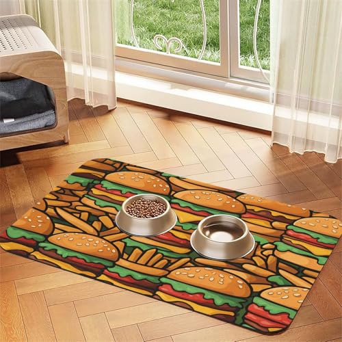 Many Cute Burgers Pet Water Absorbent Faux Leather Feeding Mat 30x45cm Non Slip Durable Mat for Cat and Dog Bowls Many Cute Burgers Pet Water Absorbent Faux Leather Feeding Mat 30x45cm Non Slip Durable Mat for Cat and Dog Bowls von BOAIHH