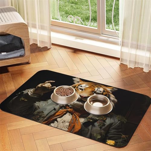 Mr. Dancing Tiger Haustier-Futtermatte, wasserabsorbierend, Kunstleder, 40 x 60 cm, rutschfest, langlebig, Matte für Katzen- und Hundenäpfe von BOAIHH