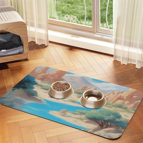 Oasis in the Desert Haustier-Futtermatte, wasserabsorbierend, Kunstleder, 40 x 60 cm, rutschfest, langlebig, für Katzen- und Hundenäpfe Oasis in the Desert Haustier-Futtermatte, wasserabsorbierend, Kunstleder, 40 x 60 cm, rutschfest, langlebig, für Katzen- und Hundenäpfe von BOAIHH