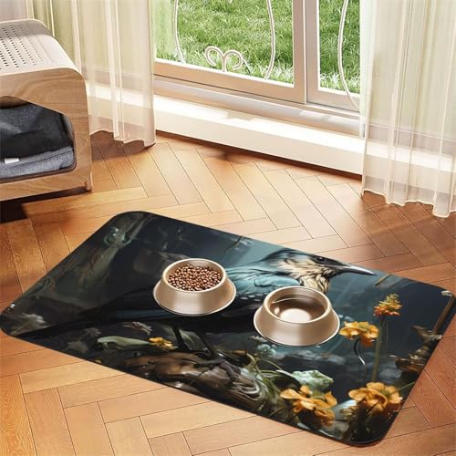 Wasserabsorbierende Futtermatte aus Kunstleder, 40 x 60 cm, rutschfest, langlebig, für Katzen- und Hundenäpfe von BOAIHH