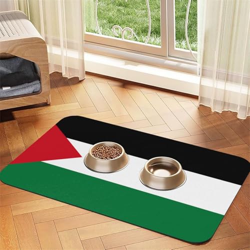 Wasserabsorbierende Kunstleder-Futtermatte mit Flagge des Staates Palästina, 30 x 45 cm, rutschfeste und langlebige Matte für Katzen- und Hundenäpfe Wasserabsorbierende Kunstleder-Futtermatte mit Flagge des Staates Palästina, 30 x 45 cm, rutschfeste und langlebige Matte für Katzen- und Hundenäpfe von BOAIHH