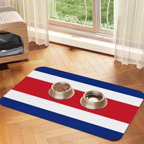 Wasserabsorbierende Kunstleder-Futtermatte mit Flagge von Costa Rica, 30 x 45 cm, rutschfeste und langlebige Matte für Katzen- und Hundenäpfe von BOAIHH